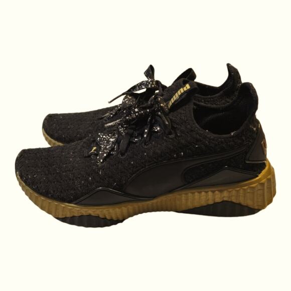 PUMA Defy Sparkle Sneaker in Puma Black & Puma Team Gold Women's size‎ 8 - Picture 3 of 8